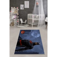 Napoli Home Baskılı Çizgi Film Süper Kahraman Desenli Yıkanabilir Kaymaz Çocuk Odası Halısı, Çocuk-64-Kırmızı,