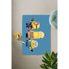 Napoli Home Baskılı Sevimli Çizgi Film Karakterleri Yıkanabilir Kaymaz Çocuk Odası Halısı, Çocuk-94-Turkuaz,