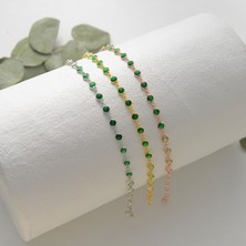 Queen Silver Jewelry 925 Ayar Gümüş Yeşil Renk Geçişli Zirkon Taşlı Tamtur Bileklik