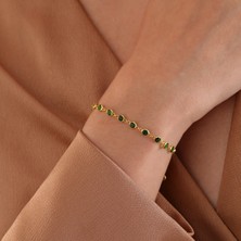 Queen Silver Jewelry 925 Ayar Gümüş Yeşil Renk Geçişli Zirkon Taşlı Tamtur Bileklik
