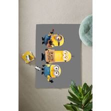 Napoli Home Baskılı Sevimli Çizgi Film Karakterleri Yıkanabilir Kaymaz Çocuk Odası Halısı, Çocuk-94-Gri,