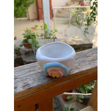 El Yapımı Renkli Mumluk Gökkuşağı Seramik Takı Tabağı