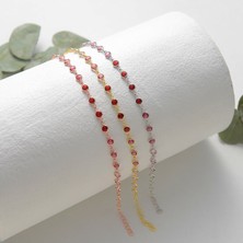 Queen Silver Jewelry 925 Ayar Gümüş  Kırmızı Renk Geçişli Zirkon Taşlı Tamtur Bileklik