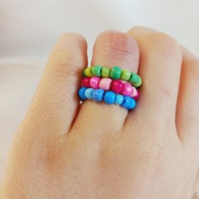 Crystal Atelier Renkli Boncuk 3’lü Yüzük Set