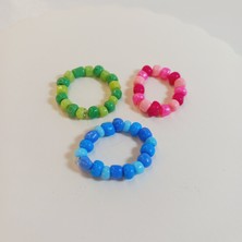 Crystal Atelier Renkli Boncuk 3’lü Yüzük Set