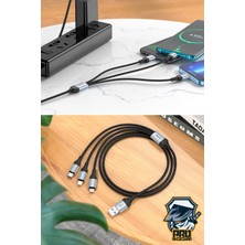 Lopard 3in1 Type-C Şarj Kablosu Usb'den Type-C/lightning/micro 1 Metre USB Kablo Apple iPhone Samsung Huawei Xiaomi X102 Telefon Tablet