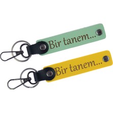 Miawiki Birtanem Yazı Desenli Kancalı Deri Anahtarlık, Ikili Set, Günlük Kullanım Anahtarlık Takım