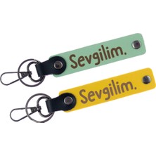 Miawiki Sevgilim Yazı Desenli Kancalı Deri Anahtarlık, Ikili Set, Günlük Kullanım Anahtarlık Takım