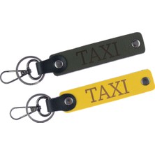 Miawiki Taxi Yazı Desenli Kancalı Deri Anahtarlık, Ikili Set, Günlük Kullanım Anahtarlık Takım