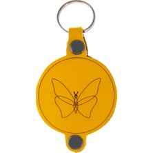 Miawiki Doodle Desenli Isme Özel Deri Anahtarlık, Özel Gün Hediyesi, Kelebek Desenli Anahtarlık