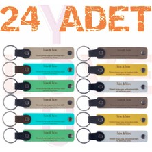 Bebeğimin Doğum Günü Kutlaması Için Ismine Özel Deri Anahtarlık, 24'lü, Parti Sonrası Hatırası