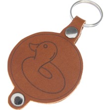 Miawiki Doodle Desenli Isme Özel Deri Anahtarlık, Özel Gün Hediyesi, Ördek Desenli Anahtarlık