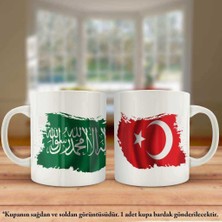 Asilmeydan Asil Hediyelik Çift Yön Baskılı Suudi Arabistan Bayrağı ve Türkiye Bayrağı Kupa Bardak
