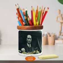 Asilmeydan Mustafa Kemal Atatürk Ahşap Seramik Kalemlik-s524