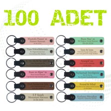 Miawiki Okula Veda Partisi Için Öğretmen Ismine Özel, 100' Lü Set, Deri Hediyelik Anı ve Hatıra Anahtarlığı