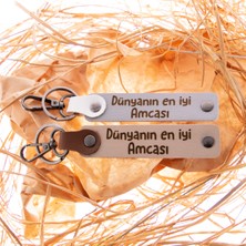 Miawiki Dünyanın En Iyi Amcası Yazılı Kancalı Ikili Deri Anahtarlık Seti, Amcanıza Özel Bir Hediye