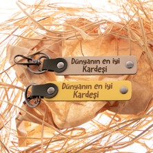Miawiki Dünyanın En Iyi Kardeşi Yazılı Kancalı Ikili Deri Anahtarlık Seti, Kardeşinize Özel Bir Hediye