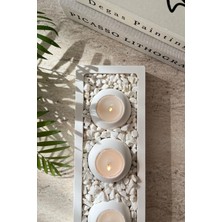 Mandalin Art Studio Dekoratif Tabaklı Beton Mumluk 3'lü Set