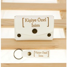 Miawiki Beyaz Renk Isme Özel Yüksek Kalite Bozuk Para Cüzdanı ve Anahtarlık Seti, Kişisel Aksesuar