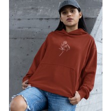 Terzili Giyin Çiçek Açan Kadın Silüet, Kadın Baskılı Sweatshirt