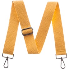 Miawiki Hardal Renk, 125 cm Uzunlukta, Siyah Metal Aksesuarlı, Tote Çanta Omuz Askısı, El Askısı