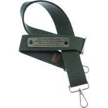 Koyu Yeşil Renk, Kanvas ve Deri Çanta Kayışı, Şık Kullanışlı Isme Özel Hediyelik, 140 cm Omuz Askısı