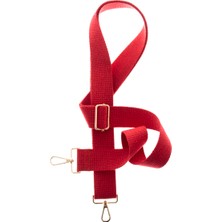 Miawiki Kırmızı Renk, 185 cm Uzunlukta, Altın Metal Aksesuarlı, Omuz Askısı, Kısaltılabilir Çanta Kayışı