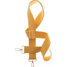 Miawiki Hardal Renk, 185 cm Uzunlukta, Altın Metal Aksesuarlı, Tote Çanta Omuz Askısı, El Askısı