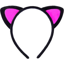 Just Cheap Store Sevimli Kedi Kulak Pofuduk Kedi Taç Siyah Içi Şeker Pembe Renk 17X15 cm