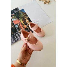 Miniğimin Cicileri Kız Çocuk Ortopedik Babet Pembe Cırtlı Düz Taban Şık Tasarım