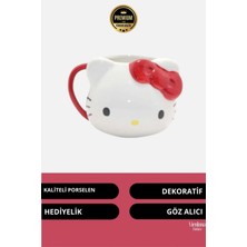 Deluxe Tasarım Dekoratif Estetik Armağan Sevgili Dost Arkadaş Porselen Hello Kity Kupa 9*13 cm
