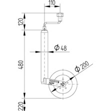 Knott Römork ve Karavan Krikolu Ön Destek Tekeri 150 kg 48MM