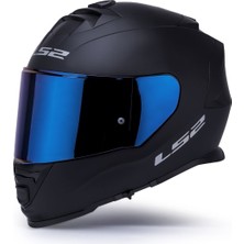 Ls2 Storm 2 Mat Siyah Kapalı Motosiklet Kaskı Mavi Camlı
