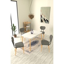 Vilinze  Deniz Sandalye Avanos Ahşap Mdf Açılır Mutfak Masası Takımı - 70 x 120+30  cm