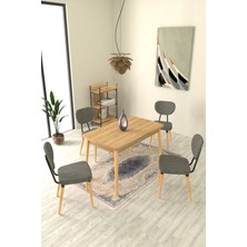 Vilinze  Deniz Sandalye Avanos Ahşap Mdf Açılır Mutfak Masası Takımı - 70 x 120+30  cm