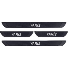 Toyota Yaris Tüm Modeller Uyumlu Old Karbon Kapı Eşiği 4 Parça Krom Yazılı