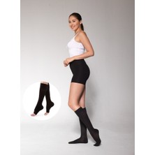 Varicease 7310 Comfort Ccl-3 Yüksek Basınç (34-46 Mmhg) Diz Altı Açık Burun Varis Çorabı (Siyah & Ten)
