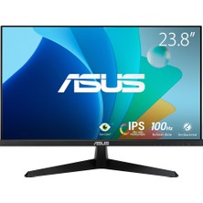 Asus VY249HF-W 23,8 IPS BEYAZ 1920x1080 1MS 100HZ HDMI VESA 3YIL EYECARE PLUS,FLICKER-FREE,CERCEVESIZ,DUSUK MAVI ISIK,Kaplama Monitör