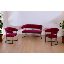 Decoraks Rio Çay Seti Takımı Koltuk Takımı Oturma Odası Kafe Antre Hol Ofis 2+1+1 Siyah Metal
