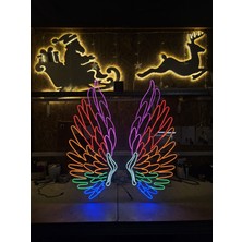 Çizgi Neon Cizgineon Melek Kanadı Neon LED Işıklı Duvar Dekarasyon