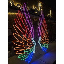 Çizgi Neon Cizgineon Melek Kanadı Neon LED Işıklı Duvar Dekarasyon