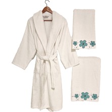 Sevgililer Günü Özel: Romantik Hatıralar Kadın 3'lü Banyo Havlusu ve Bornoz Seti (Vintage Seri)