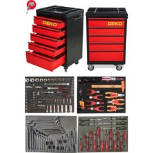 Deko Turkey Xl Trend Seri 5 Çekmeceli İçi Dolu 185 Parça Full Set Alet Dolabı Atölye Usta Seti Takım Arabası