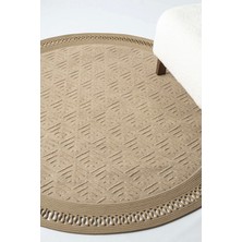 Naturel Daire Yıkanabilir Hasır El Dokuma Halı Yolluk Kilim Daire 2
