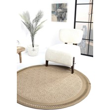 Naturel Daire Yıkanabilir Hasır El Dokuma Halı Yolluk Kilim Daire 2