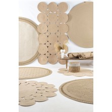 Naturel Daire Yıkanabilir Hasır El Dokuma Halı Yolluk Kilim Daire 2