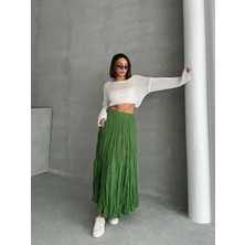 Bejna Kadın Buruşuk Modal Dokulu Soft Uzun Etek