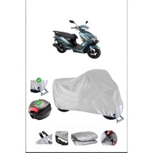 Arora Quantum 125 Için Arka Çanta Ve Kilit Uyumlu Gri Motosiklet Branda, Güvenli