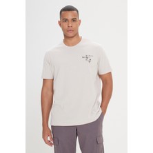 Altınyıldız Classics Erkek Taş Comfort Fit Rahat Kesim %100 Pamuk Bisiklet Yaka Tişört