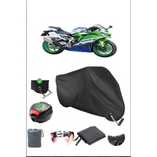Kawasaki Ninja Zx-4Rr 40. Yıl Için Arka Çanta Ve Kilit Uyumlu Siyah Motosiklet Branda, Güvenli